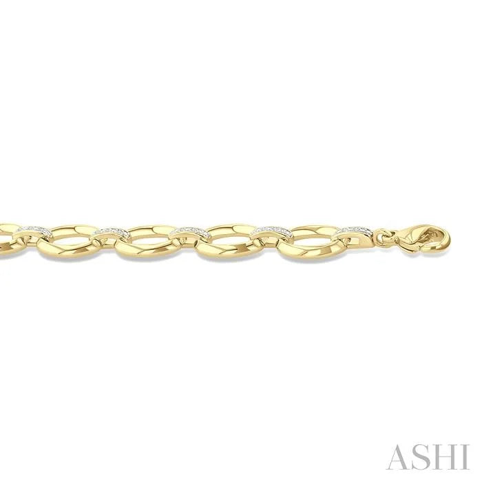 Gold Vermeil Bold Oval Shape Link Diamond Fashion Bracelet