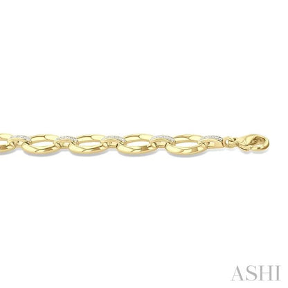 Gold Vermeil Bold Oval Shape Link Diamond Fashion Bracelet
