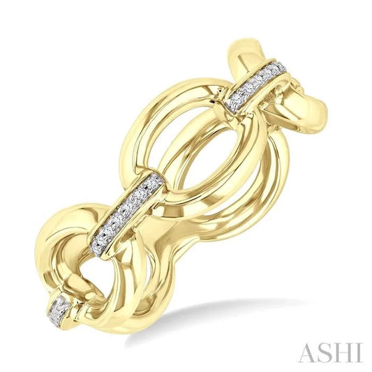 Gold Vermeil Bold Oval Shape Link Diamond Ring
