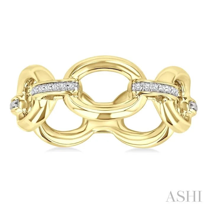 Gold Vermeil Bold Oval Shape Link Diamond Ring