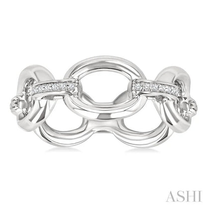 Silver Bold Oval Shape Link Diamond Ring