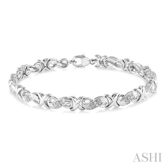 Silver 'X' Shape Diamond Bracelet