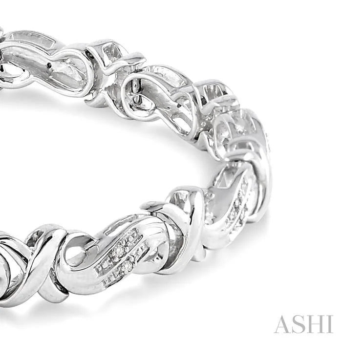 Silver 'X' Shape Diamond Bracelet