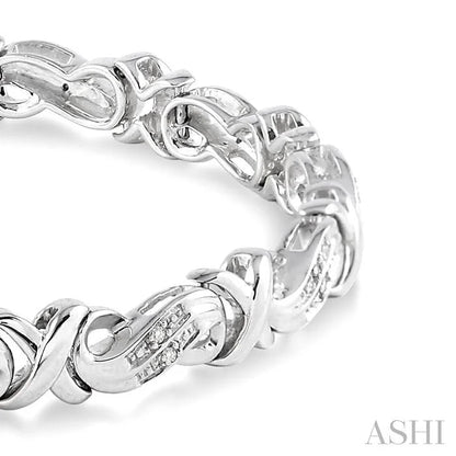Silver 'X' Shape Diamond Bracelet
