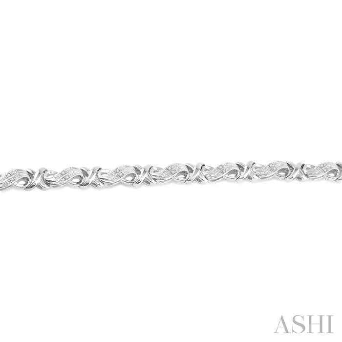 Silver 'X' Shape Diamond Bracelet