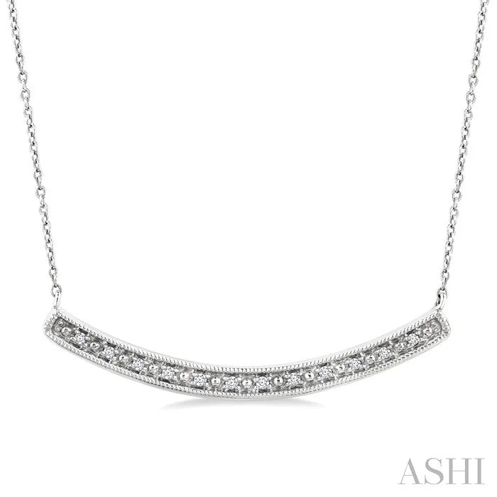 Silver Curved Bar Diamond Pendant