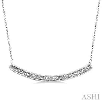 Silver Curved Bar Diamond Pendant