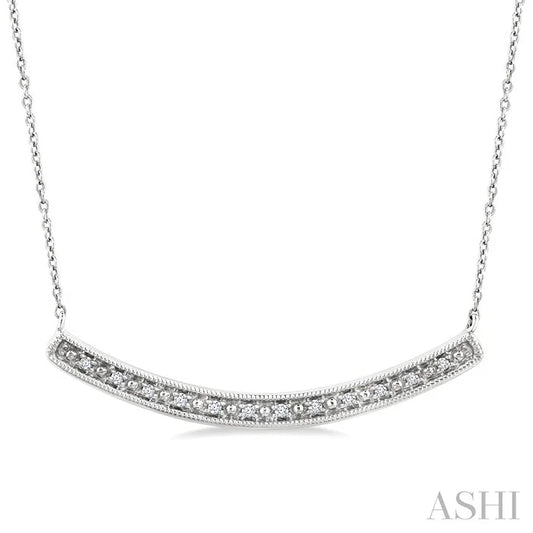 Silver Curved Bar Diamond Pendant