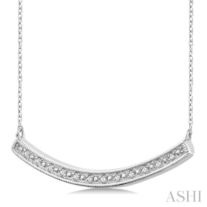 Silver Curved Bar Diamond Pendant