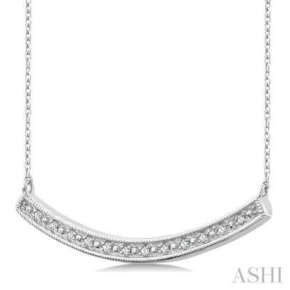Silver Curved Bar Diamond Pendant
