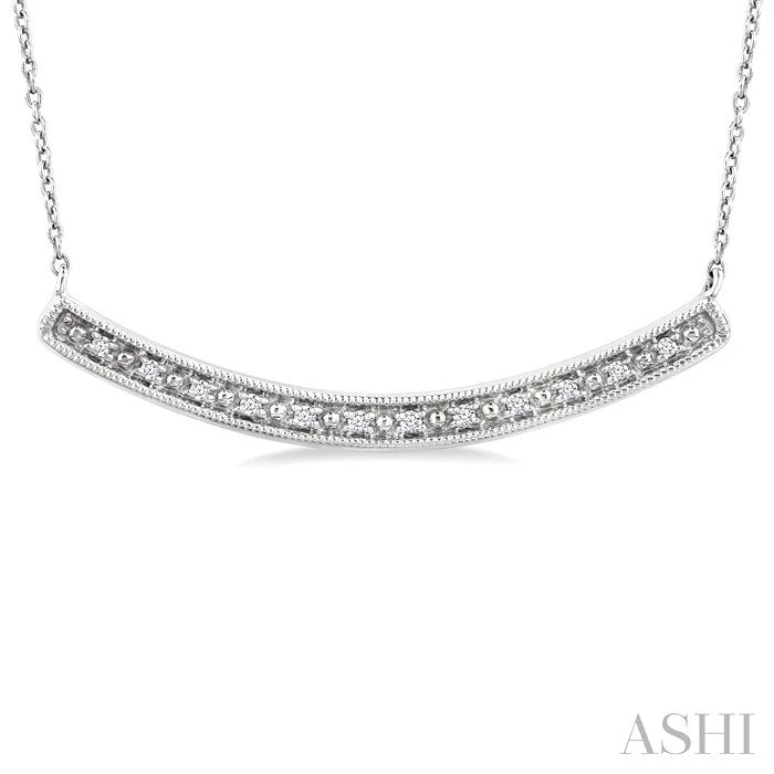 Silver Curved Bar Diamond Pendant