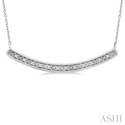 Silver Curved Bar Diamond Pendant
