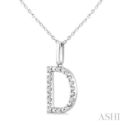 Silver Block 'D' Initial Diamond Pendant