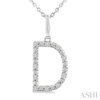 Silver Block 'D' Initial Diamond Pendant