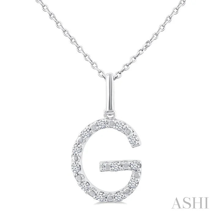 Silver Block 'G' Initial Diamond Pendant