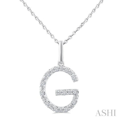 Silver Block 'G' Initial Diamond Pendant