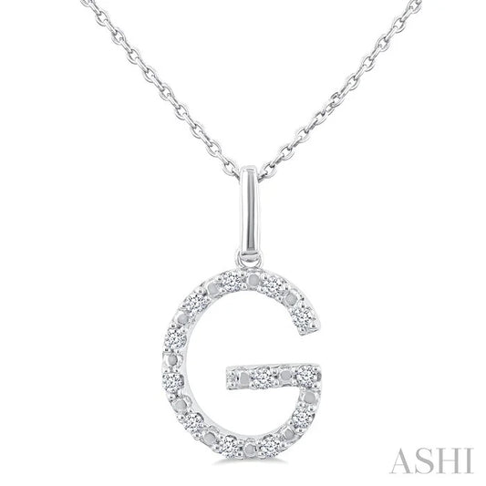 Silver Block 'G' Initial Diamond Pendant