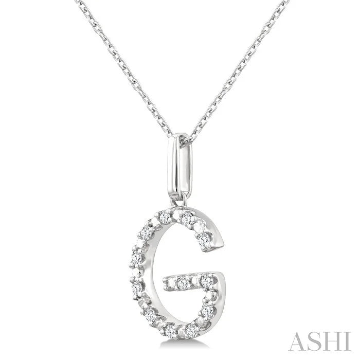 Silver Block 'G' Initial Diamond Pendant