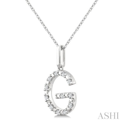 Silver Block 'G' Initial Diamond Pendant