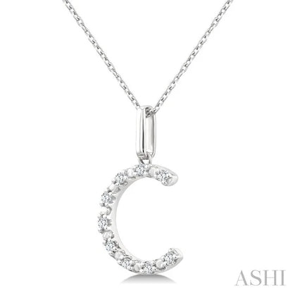 Silver Block 'C' Initial Diamond Pendant