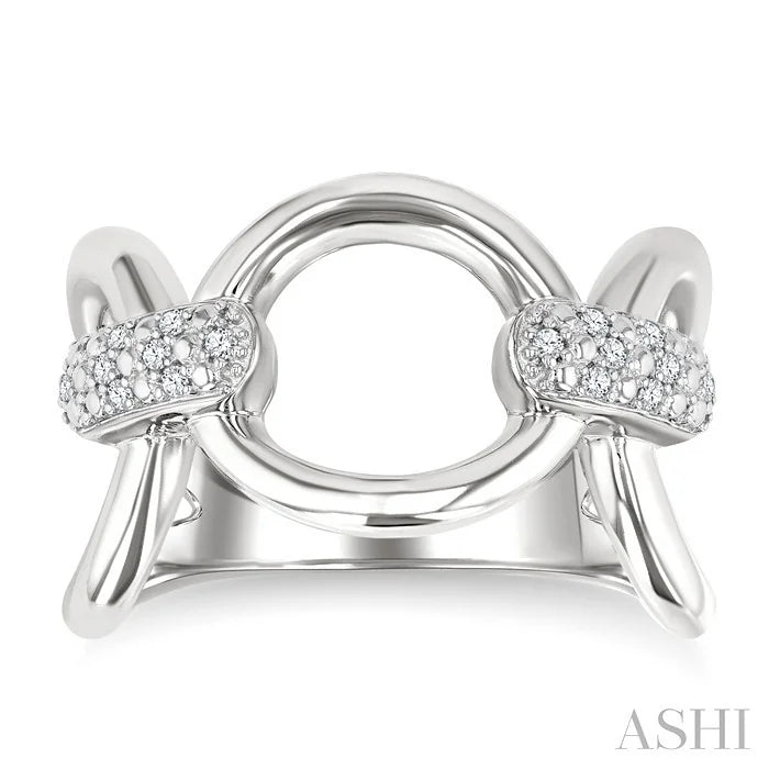 Silver Bold Oval Shape Link Diamond Ring