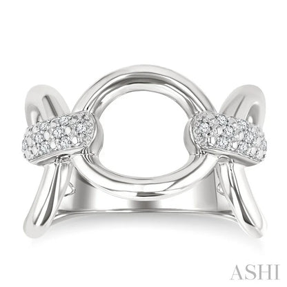 Silver Bold Oval Shape Link Diamond Ring