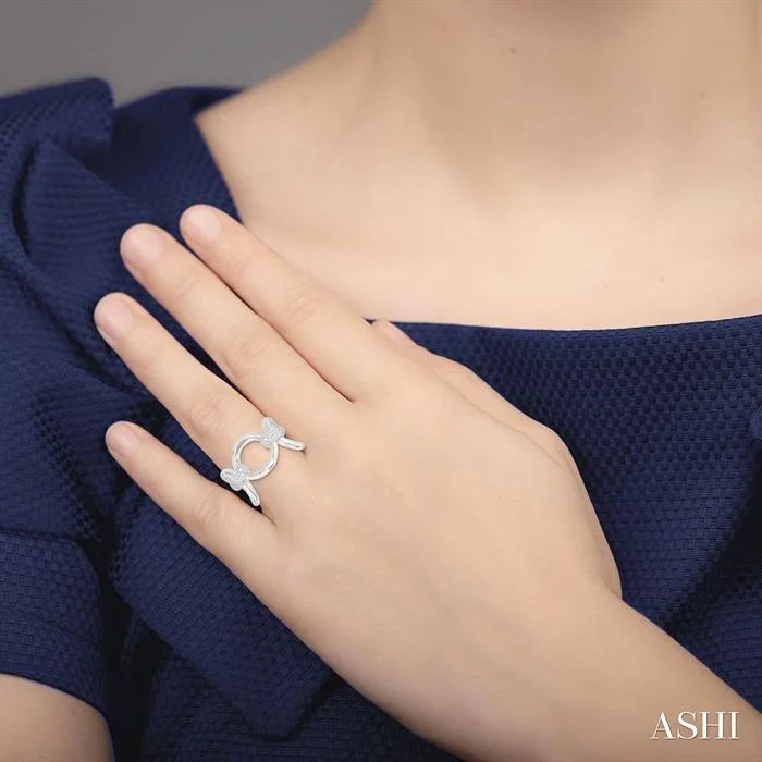 Silver Bold Oval Shape Link Diamond Ring