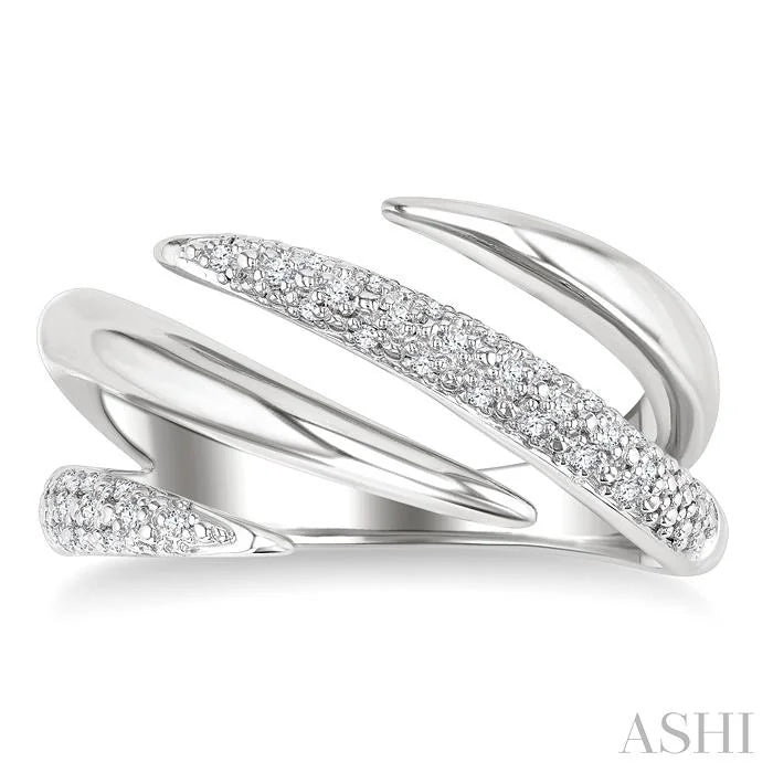 Silver Spiral Bold Diamond Fashion Band