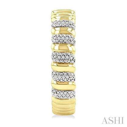 Gold Vermeil Bold Ribbed Diamond Fashion Hoop Earrings