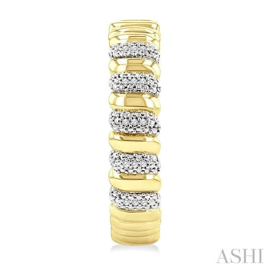 Gold Vermeil Bold Ribbed Diamond Fashion Hoop Earrings