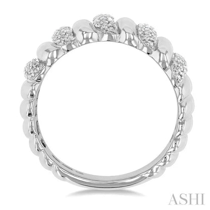 Silver Bold Ribbed Diamond Wide Band