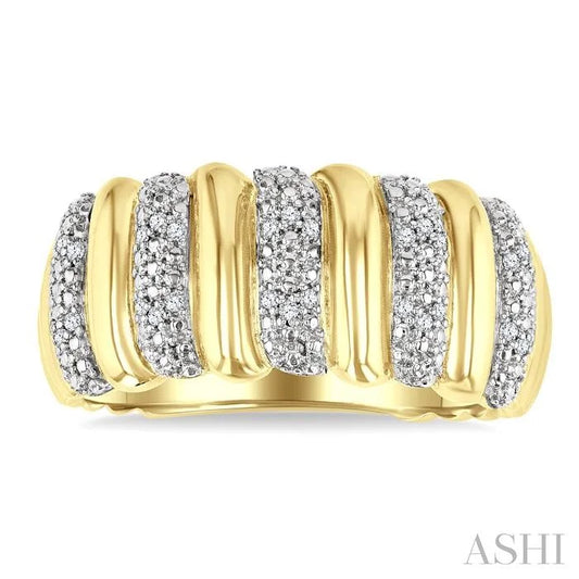 Gold Vermeil Bold Ribbed Diamond Wide Band