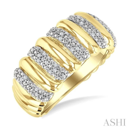 Gold Vermeil Bold Ribbed Diamond Wide Band