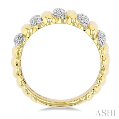 Gold Vermeil Bold Ribbed Diamond Wide Band