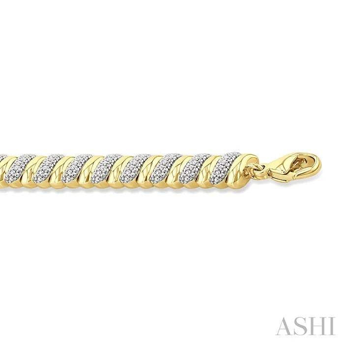 Gold Vermeil Bold Ribbed Diamond Fashion Bracelet