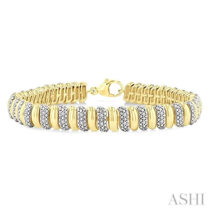 Gold Vermeil Bold Ribbed Diamond Fashion Bracelet
