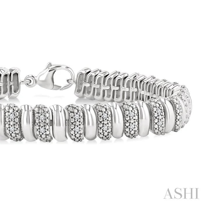 Silver Bold Ribbed Diamond Fashion Bracelet