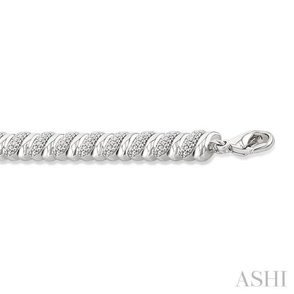 Silver Bold Ribbed Diamond Fashion Bracelet