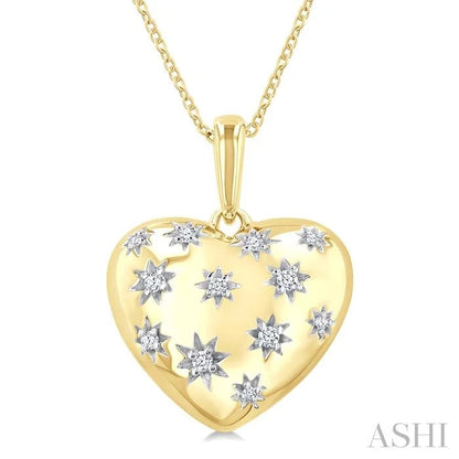 Gold Vermeil Bold Puffed Heart Shape Diamond Pendant
