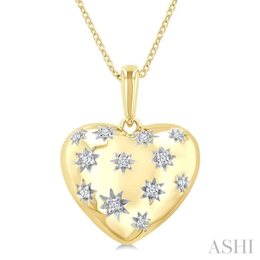 Gold Vermeil Bold Puffed Heart Shape Diamond Pendant