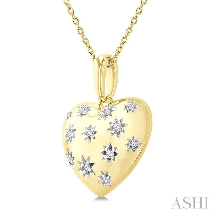 Gold Vermeil Bold Puffed Heart Shape Diamond Pendant