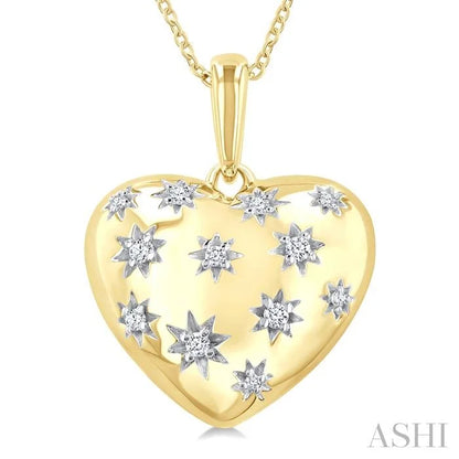 Gold Vermeil Bold Puffed Heart Shape Diamond Pendant