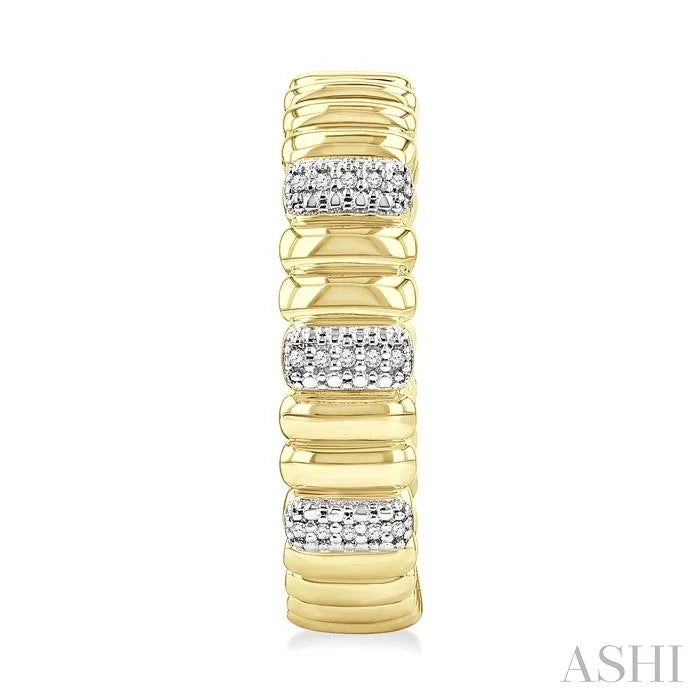 Gold Vermeil Bold Ribbed Diamond Fashion Hoop Earrings