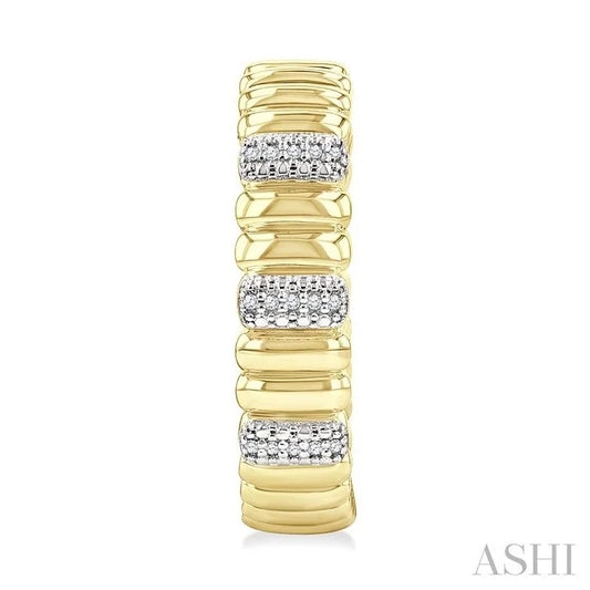 Gold Vermeil Bold Ribbed Diamond Fashion Hoop Earrings