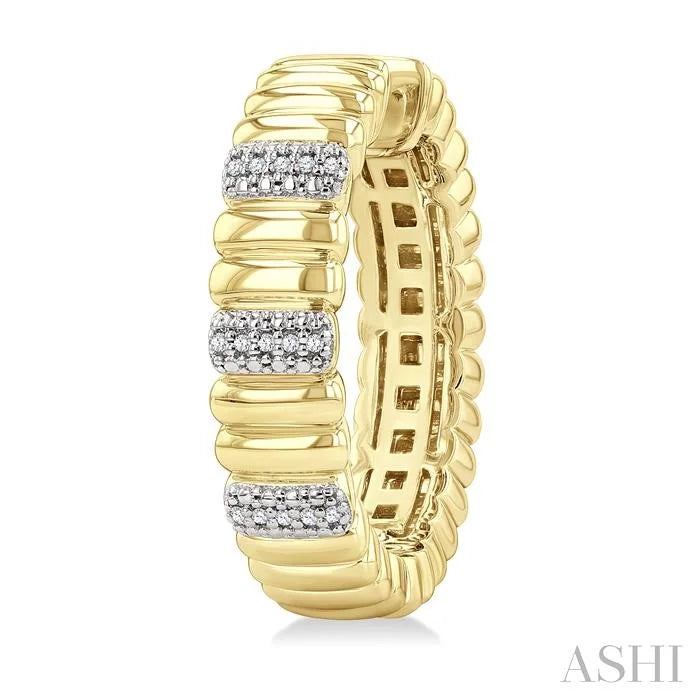 Gold Vermeil Bold Ribbed Diamond Fashion Hoop Earrings