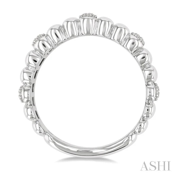 Silver Bold Ribbed Diamond Wide Band