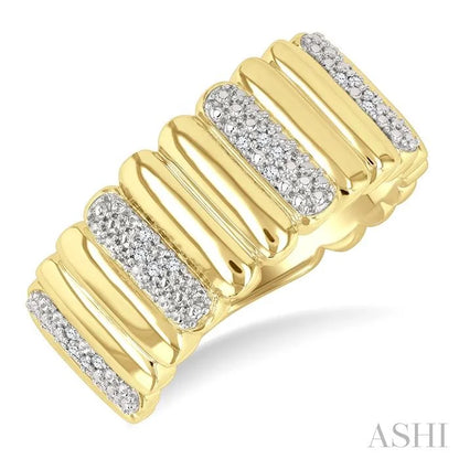 Gold Vermeil Bold Ribbed Diamond Wide Band