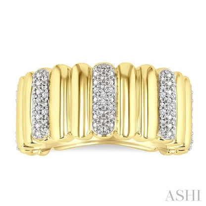 Gold Vermeil Bold Ribbed Diamond Wide Band