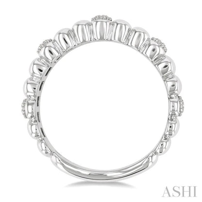 Silver Bold Ribbed Diamond Wide Band