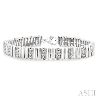 Silver Bold Ribbed Diamond Fashion Bracelet